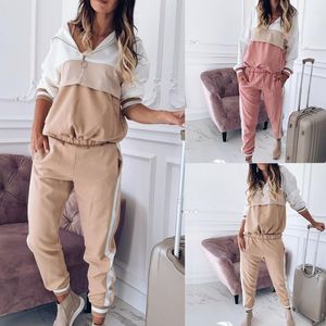 Le donne 2 Pcs In Esecuzione Set 2020 di nuovo Modo A Righe Tuta Con Cappuccio Allenamento Vestiti Casual Allentato Felpe Pantaloni Tute Sportswear1