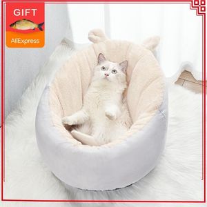 Pet Cat House for Cats Bed Warm Small Dogs Kennel Houses PP Cotton Home Nest Kitten Beds Sleep Mat Dog Cushion Window Supplies LJ201225