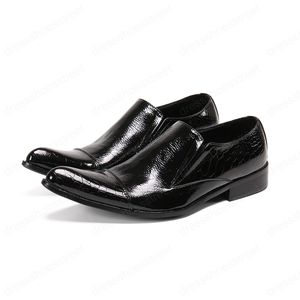 Italienische Herren-Schuhe aus Lackleder in Schwarz zum Hineinschlüpfen für Herren, schwarzes Kleid, Büro, Business-Schuh, formelle Oxford-Schuhe in Übergröße