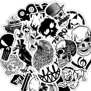 10/30/50PCS Cartoon Black and White Rock Graffiti Stickers Scooter Laptop Guitar Refrigerator Helmet Waterproof Toys Wholesale Car