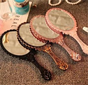 Hand held Makeup Mirror Romantic vintage Lace Hold Mirrors Oval Round Cosmetic Tool Dresser Gift L2
