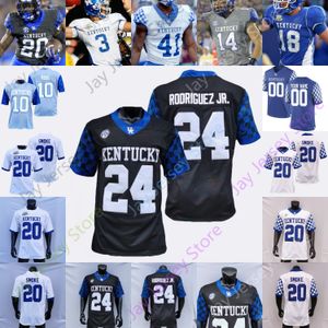 2023 Anpassad Kentucky Wildcats Football Jersey NCAA College 1 Lynn Bowden 26 Benjamin Snell 41 Josh Allen 19 Akeem Hayes 20 Kavosiey Smoke