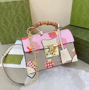 Hochwertige Umhängetaschen, Blumen-Bambus-Koffer, Modedesigner, Damen-Handtaschen, quadratischer Griff, Umhängetasche