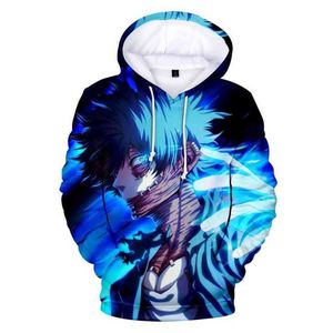 2022 Anime My Hero Academia Hoodies Sweatshirt Herr/Kvinnor 3D Print Boku No Hero School College Kläder Harajuku Oversized Hoodie W220221