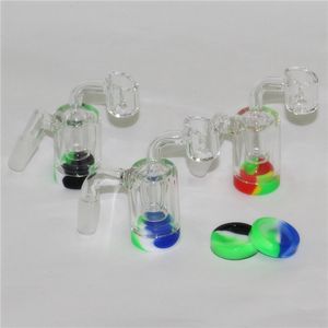 20pcs Smoking Glass Reclaim Catcher ash catchers with 5ml silicone containers and 4mm 14mm joint Quartz Banger Nails for dab rig bongs DHL