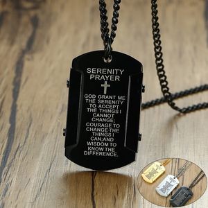 Vnox The Serenity Prayer Dog Tag Necklaces for Men Women Black Gold and Color Stainless Steel colar masculino 201013