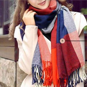 Fashion Winter High Quality Shawls And Scarves Knitted Blanket Warm Plaid Scarf Free TKS001-red blue