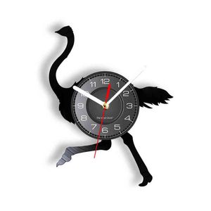 Flamingo silhueta laser gravado vinil disco relógio de parede Silent Sweep Relógio para berçário Animal Art Decorativo Wall Watch H1230