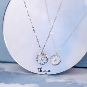 Thaya Silver 925 Bohemia Chain Link Pendant Necklaces Original Design Transparent Blue Necklace for Women Fine Jewelry Gift Q0531