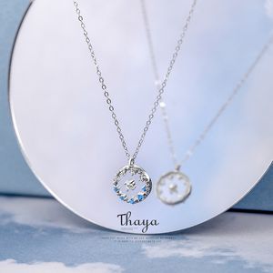 Thaya silver 925 Böhmen kedja länk hänge halsband Original design transparent blå halsband för kvinnor fina smycken gåva Q0531