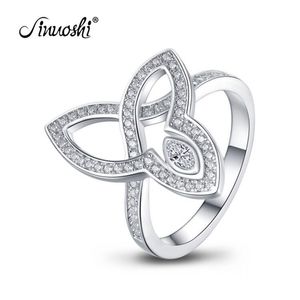 Ainuoshi 925 Sterling Silver Wedding Engagement Three Leaves Ring Anniversary Marquise Cut Ring Silver Women Bridal Ring Smycken Y200106