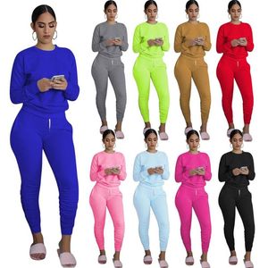 Tracksuits das mulheres Duas peças Set Mulheres 2 Leggings empilhados Roupas para roupas Calças de tracksuit Feminino Feminino 2022