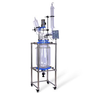 ZZKD Lab Supplies 50L Double Layer Glass Reactor Large Jacketed Vacuum/Negative Pressure Reaction Vessel for Chemical Distillation Crystallization Extraction