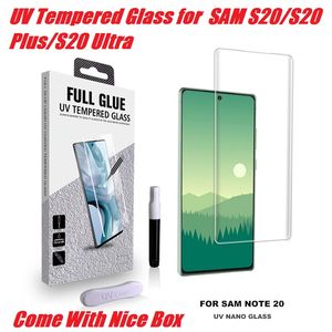 UV vidro temperado cobertura integral para Samsung Galaxy S8 S9 S10 Além disso S20 Ultra 5G E protetor de tela Nota 20 8 9 10 vidro de proteção