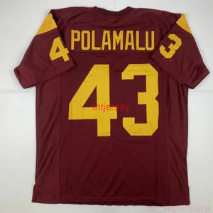 Anpassad ny Troy Polamalu USC Red College sömnad fotbollströja Lägg till valfritt namnnummer