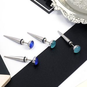 Punctured punk stainless steel stud earrings Opal bullet studs ear rings women mens fashion jewelry gift will and sandy