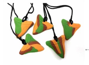 Shark Tooth Chew Necklace for Kids, FDA Approved Silicone Oral Sensory Chewy Teether Pendant Chewelry for Teething,RRD13400
