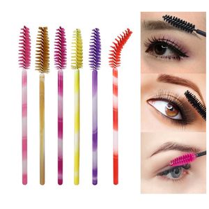 100pcs 2 confezioni Applicatore di bacchette colorate per mascara usa e getta per l'estensione delle ciglia Sopracciglio Micro pennello Trucco di bellezza Strumenti cosmetici Forniture