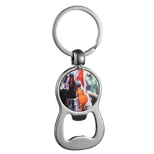 Thermal Transter Sublimation Blank Bottle Opener Keychains Key Rings DIY Oval Round Alloy Silver Designer Jewelry Keychain For Family Christmas Gift