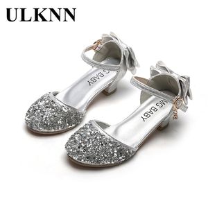 ULKNN Sandals For Girls Children Fashion High Heels Kids Spring Summer Princess Party Shoes Casual Bow Footwears Round Toe 220225