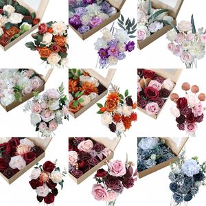 Konstgjorda blommor Box set för DIY Wedding Bouquets Centerpieces Arrangemang Party Baby Shower Home Decorations