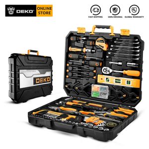 Deko Hand Tool Set General Hushållsreparation Handverktygssats med plast Verktygslåda Förvaringsväska Hammer Skruvmejsel Ratchet Skiftnyckel LJ200815