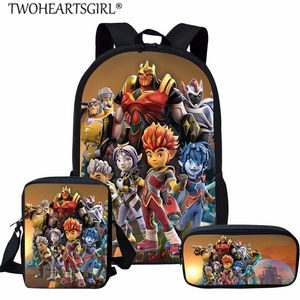 Twoheartsgirl Çocuk Okul Çantaları Erkek Oyun Gormiti Schoolbags Birincil Öğrenci Büyük Kapasiteli Sırt Çantası Setleri Kız Erkek Satchel LJ201225