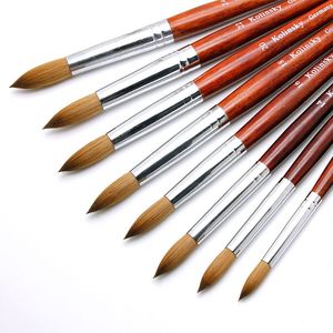 2pcs Acrylic Nail Brush Set Nail Art Mink Brushes Wood Handle Gel Builder Manicure Drawing Tools Size