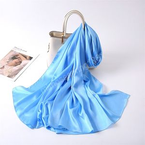 2022 Sciarpe in raso di seta di lusso Sciarpa da donna Solid Foulard Femme Scialli Avvolge Bandana Testa Sciarpa Hijab musulmano Sciarpa Poncho da spiaggia