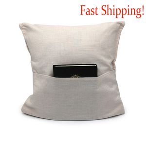 Sublimation Blank Pillow Cases Solid Color 40*40cm Book Pocket Pillows Cover DIY Handmade Polyester Linen Cushion Covers