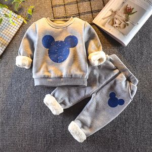 Baby Boys Girls Winter Clothing Set 2020 Toddler Kids Miki Outfits Children Fleece Warm Cotton Mouse Winter Clothes Costume Suit LJ200916