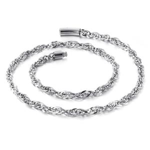 5MM / 7MM 26 polegadas (66 cm) tom de prata em aço inoxidável Moda Rope Chain Link colar mens hip-hop jóia que bling