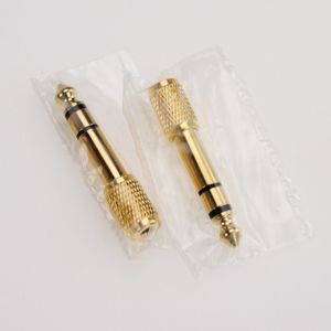 Plugue macho dourado de 6,35 mm para conector fêmea de 3,5 mm amplificador de fone de ouvido adaptador de áudio estéreo microfone conversor AUX