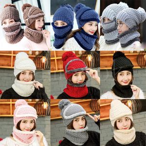 Signore all'ingrosso maschera da cappello a tre pezzi inverno e scarpa set da maschera calda invernale e set di sciarpa DB192