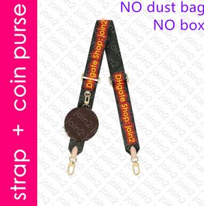 J02493 BANDOULIER Adjustable Nylon Jacquard Shoulder Strap with Round Coin Purse Mini Multi Pochette Accessoires Key Pouch Cles Bag Charm