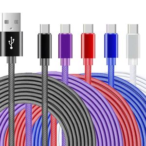 Kalın OD4.0 Örgülü Kablolar 1 M 2 M 3 M Hızlı Şarj Tipi C Mikro 5Pin USB Kablosu Samsung Galaxy S8 S9 S10 S20 Not 10 Xiaomi HTC Android Telefon için