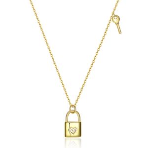 925 Sterling Silver 18K Gold Heart Lock and Key Necklace Padlock Chain Pendant Fine Jewelry for Women Daughter Girlfriend Gift Q0531