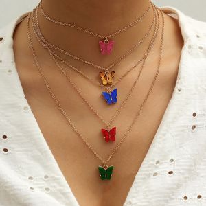 5 teile/satz Nette Schmetterling Anhänger Halskette Frauen Mädchen Schmetterling Kette Halskette Mode Schmuck Zubehör für Geschenk Party