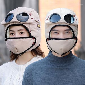 Original design mode varm keps vinter män hattar för kvinnor barn Vattentät huva hatt med glasögon Cool Balaclava cykla kepsar masker