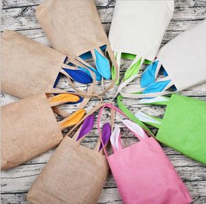 14color Kids Handbags Bunny Ears Easter eggs bag DIY Bags Funny Baby Rabbit Ear Burlap Bags Celebration Gifts Christma Bag Kids Linen basket