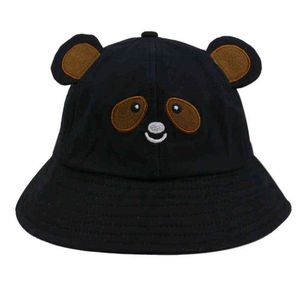 Novo bonito bonito preto dos desenhos animados Chapeau Femme Sun Caps Gorro Bear Bucket Chapéus Mulheres Presentes G220311