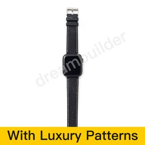 Modedesigner klocka Rem för Apple urband iWatch band 41mm 45 42mm 38mm 40mm 44mm iwatch 2 3 4 5 6 7 band Läderremmar Armband Stripes klockarmband