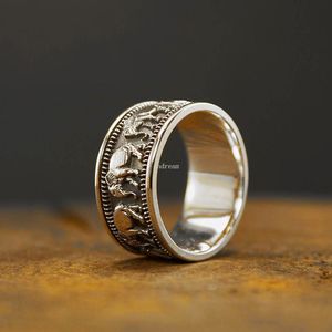 Forntida silver djur elefant ring band skulptur ringar kvinnor mode smycken gåva kommer och sandiga