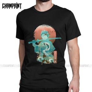 ウォーターデモンスレイヤーTシャツの男性の浮世絵八木郎のトップストップス鎌戸猪木綿ティーショートスリーブTシャツx 1214