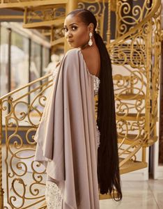Jedno ramię Cekina Wieczorowa Dress 2022 Cape Sleeve Plus Size Syrenka Długość podłogi Afryki Prom Dresses dla Czarne Dziewczyny Sparkle Formal Party Dress Sexy Robes De Soirée
