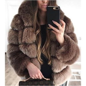 Vinter Kvinnor Faux Fox Fur Coats Mode Trend Kofta Dragkedja Smal pälshals Varm sammet Ytterkläder Designer Kvinna Nya Casual Huvkappor