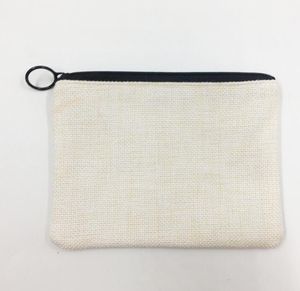 120pcsサブリメーションDIYブランク女性リネンスクエアDIYブランクプレーンショートジッパーコインサイズ10x15cm