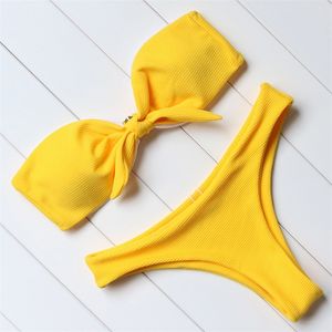 Sexy Strapless Bikini Push Up Swimsuit Swimwear Mulheres Nó Frente Biquini Off Should Bikinis Set Bathing Suit Beachwear T200508