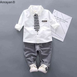 2020 New Spring Baby Boys Clothing Formal Infant Gentleman Tie Shirt Pants 2Pcs/Sets Kids Clothess Cotton Children Leisure Suits G220310
