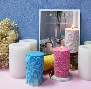 Annan konst och hantverk Vågcylindrisk doftande ljus Silikonform DIY Rose Gypsum Ornaments Diffuser Stone cylindrisk abrasiv